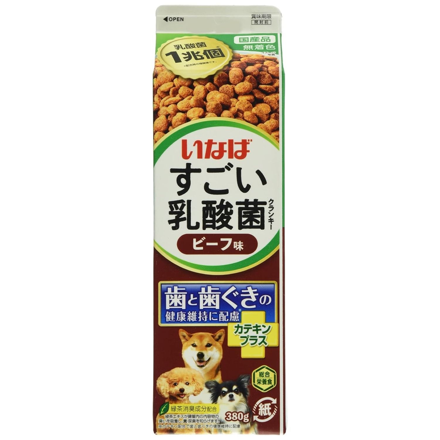 いなば すごい乳酸菌 クランキー ビーフ味 380g×20本 2個セット】いなば すごい乳酸菌クランキー 牛乳パック ビーフ味 380g