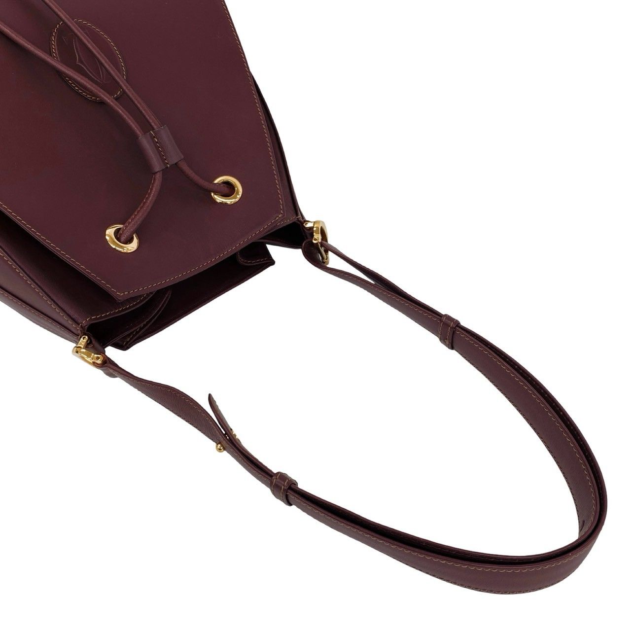 極 美品 CARTIER カルティエ ヴィンテージ マストライン ロゴ レザー