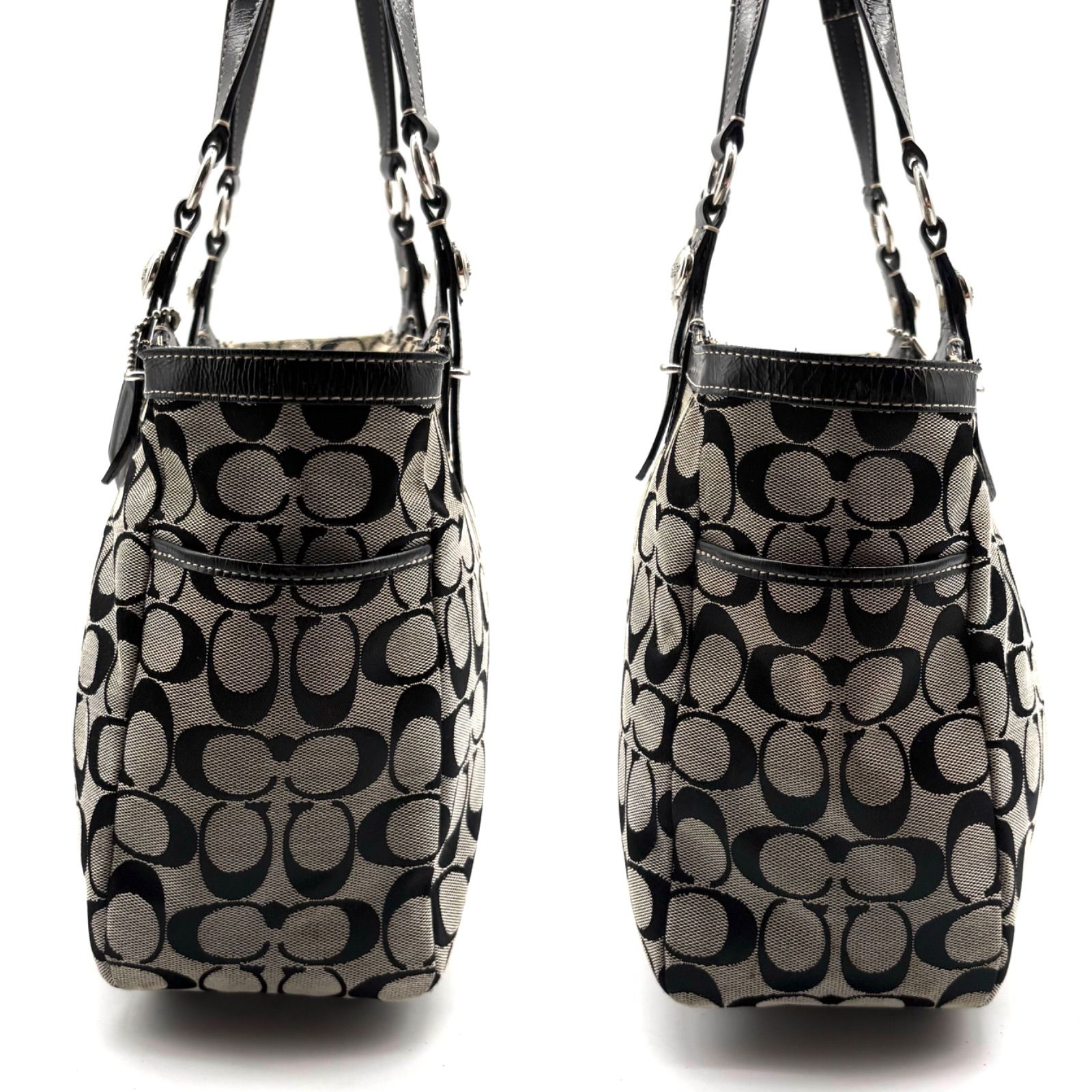 COACH Y2K Signature Gallery Tote Bag Black Grey F15146 コーチ