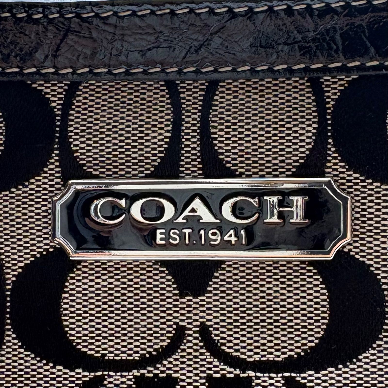 COACH Y2K Signature Gallery Tote Bag Black Grey F15146 コーチ