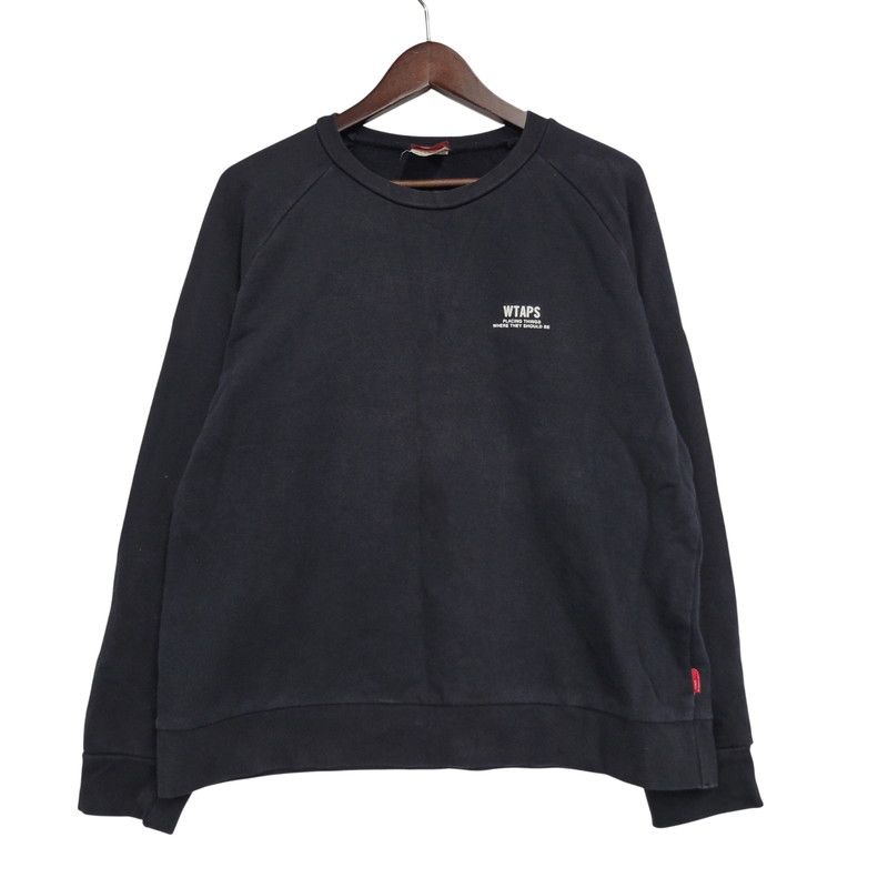 WTAPS ブラック スウェット トレーナー 中古品】 WTAPS ダブルタップス INGREDIENTS CREWNECK SWEAT クルー