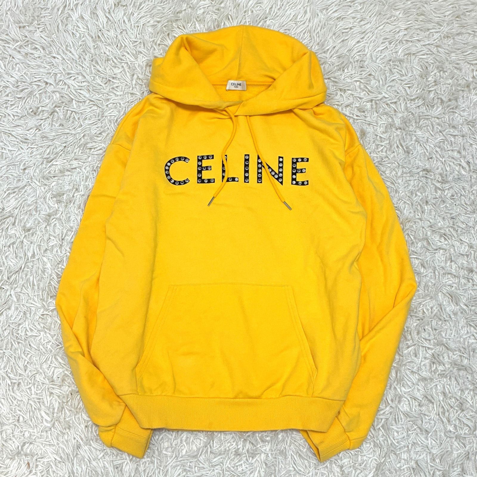 美品 希少モデル セリーヌ CELINE スタッズロゴ プルオーバーフーディ