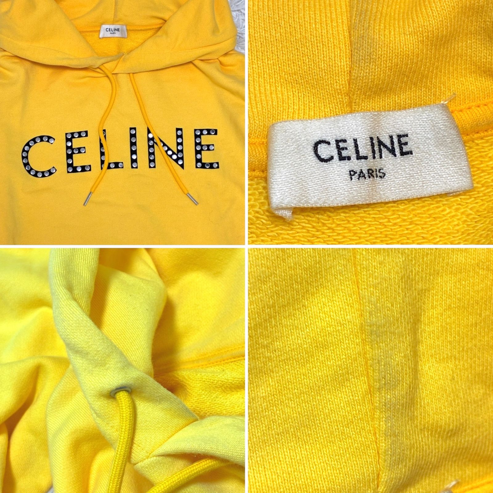 美品 希少モデル セリーヌ CELINE スタッズロゴ プルオーバーフーディ