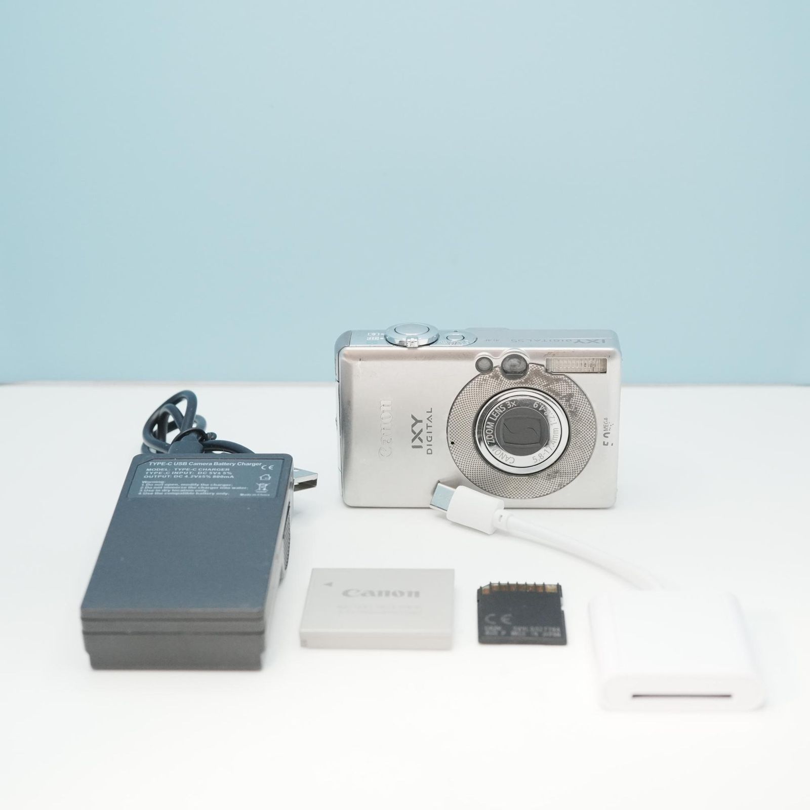 Canon IXY DIGITAL 55 デジカメ スマホ転送OK フルセット シロクマ