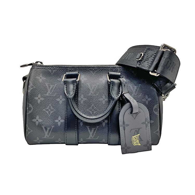 LOUIS VUITTON ルイヴィトン モノグラム・エクリプス キーポル バンドリエール 25 M46271 ハンドバッグ ショルダーバッグ 2way メンズ ブラック シルバー金具