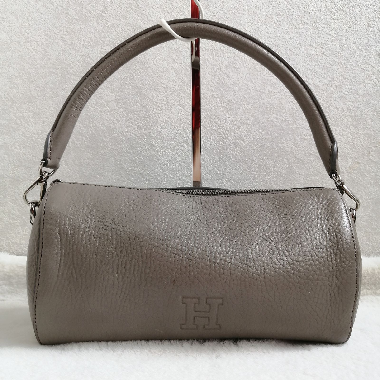 ヒロフ ショルダーバッグ プリマ ハンドバッグ 2way グレージュ レザー 