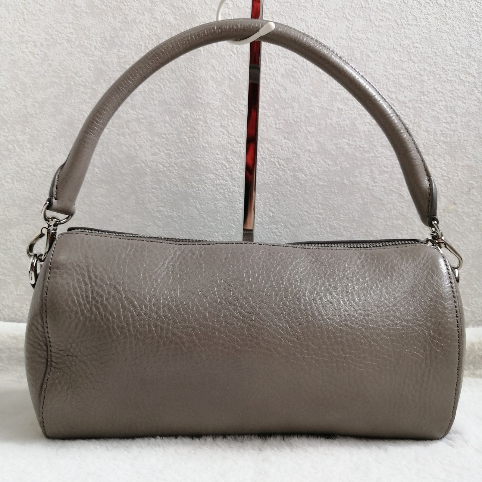 ヒロフ ショルダーバッグ プリマ ハンドバッグ 2way グレージュ レザー