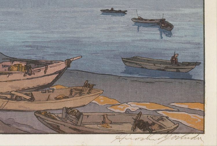 吉田博 北海波静 利尻山 約56×37.7cm 【追跡あり】大サイズ 複製