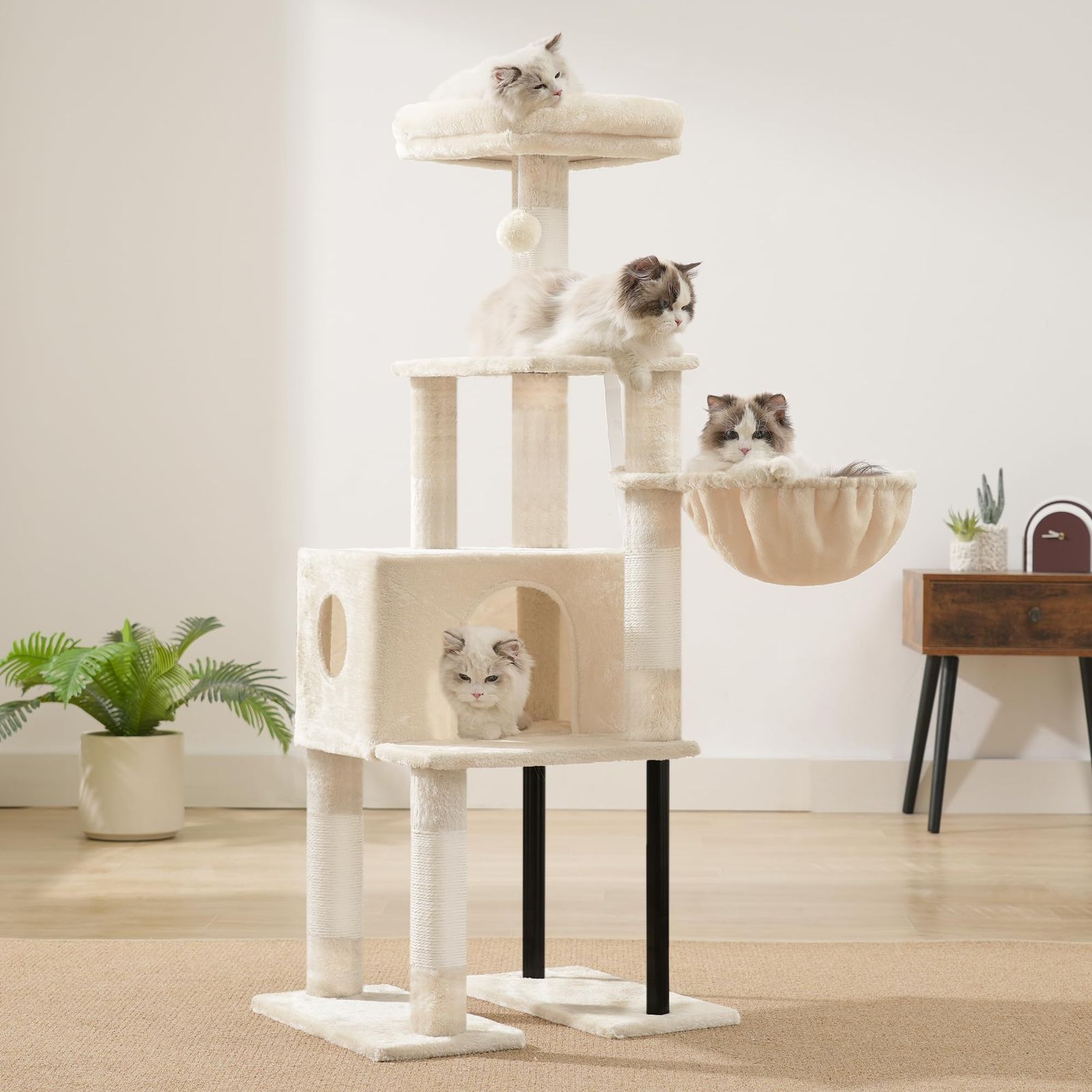 Heyblyキャットタワー 超スリム 高さ125cm 省スペース 猫タワー 高い