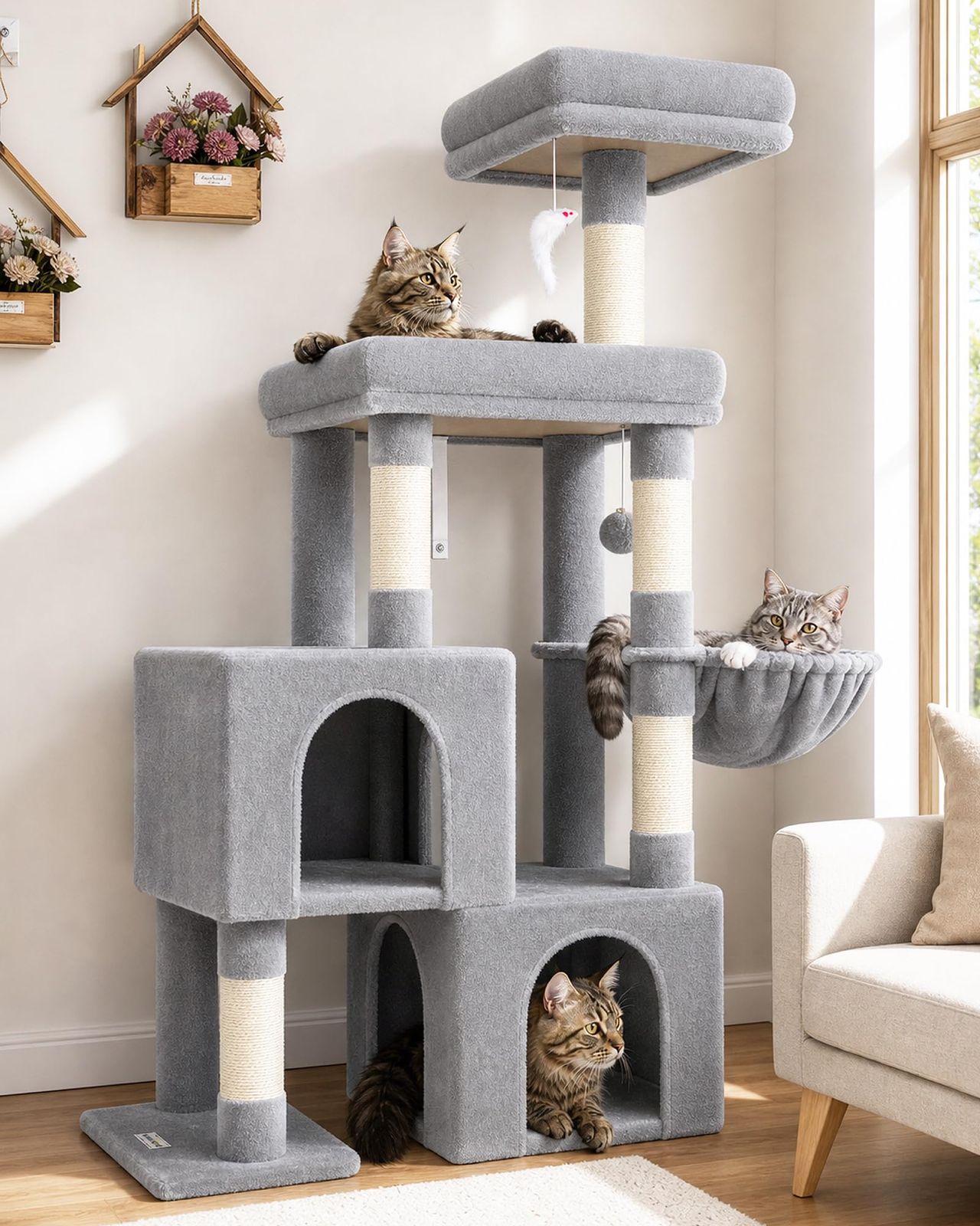 Globlazer S52 キャットタワー 多頭飼い 大型猫用 低い 安定 頑丈