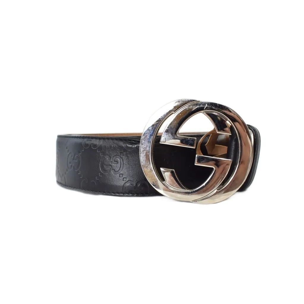 グッチ GUCCI インターロッキングG GGレザー ベルト 90・36 黒