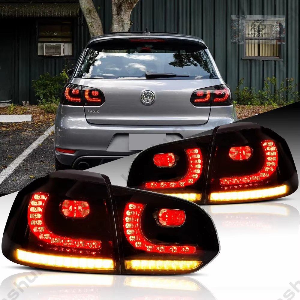 VW ゴルフ 6 MK6 GTI R 2008 - 12 用フル LED テールライト ペア テールランプ リアランプ ブレーキ フォグ ウィンカー DRL ライト