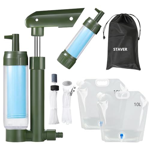 Staver 携帯浄水器 災害用 浄水器 防災グッズ 8,000L 高性能ろ過 軽量70g コンパクト 収納ポーチ付属 (浄水器＋10Lウォーターバッグ×2個)ma 99814b3f