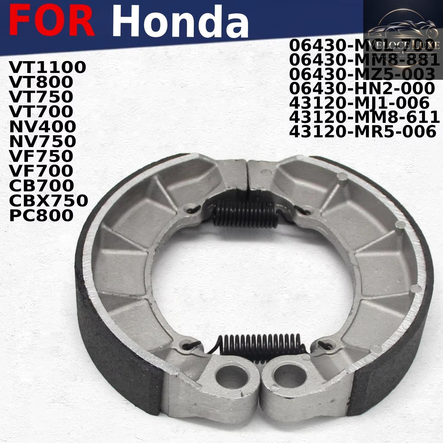 リアブレーキパッド Honda VT1100 VT800 VT750 VT700 NV400 NV750 VF750 VF700 CB700 CBX750 PC800 C C2 Shadow Magna リアブレーキシュー