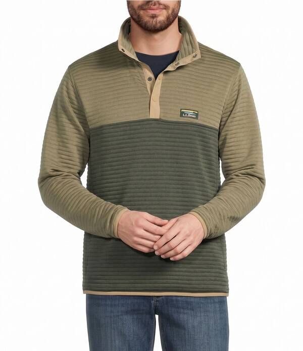 エルエルビーン メンズ アウター ニット・セーター LLBean Airlight Knit Color Block Pullover Olive GrayThyme グレー