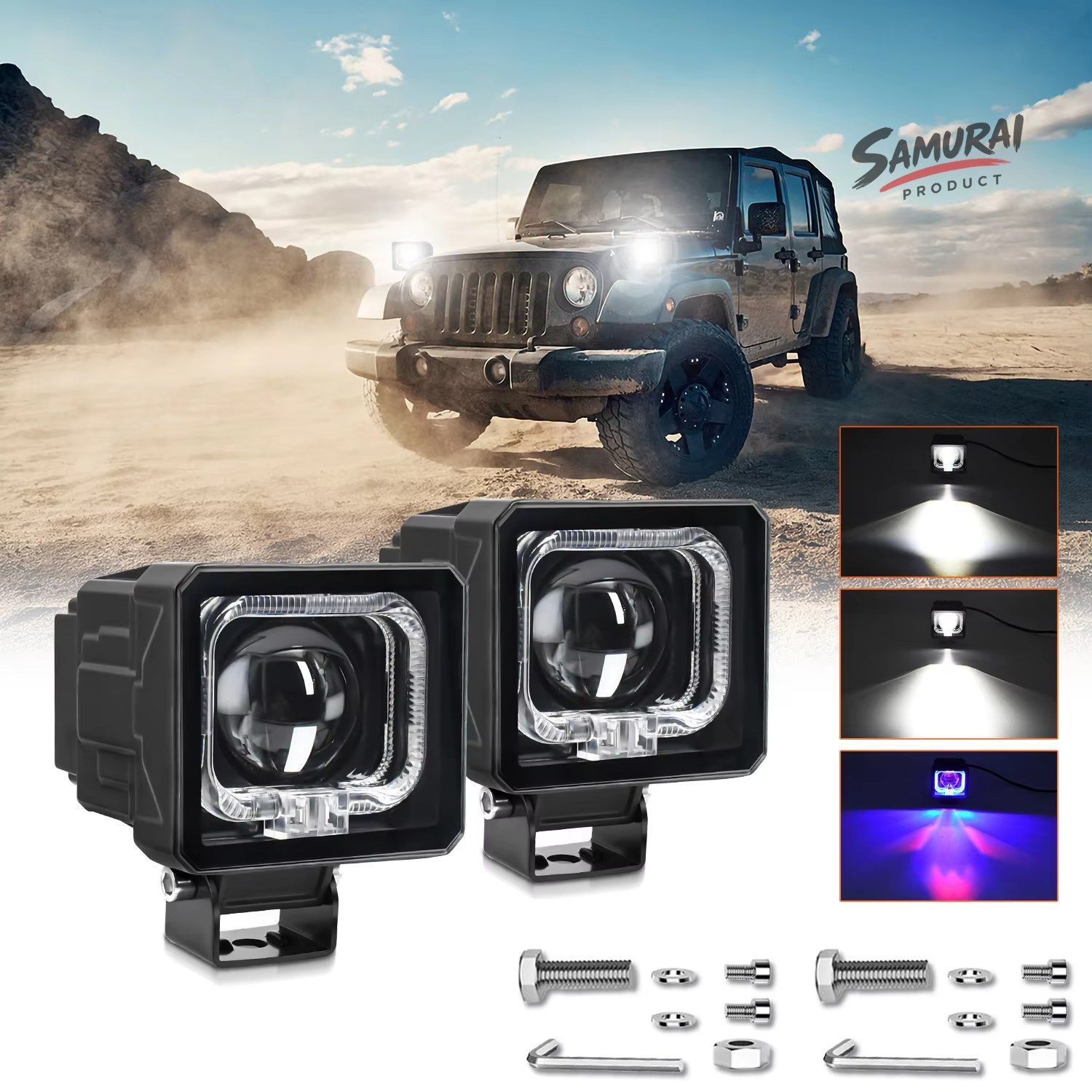 EURS 2個 車用 LED M12 補助ヘッドライト ハイ/ロー プロテクター フォグランプ LED オートバイライトハウス 超高輝度 240W 6000K 24V