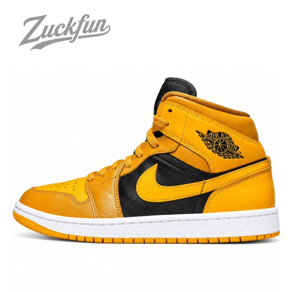 NIKE AIR JORDAN 1 MID UNIVERSITY GOLD エア ジョーダン 1 ミッド カット ユニバーシティ ゴールド ブラック 黒 メンズ ナイキ スニーカー 25 cm U11606