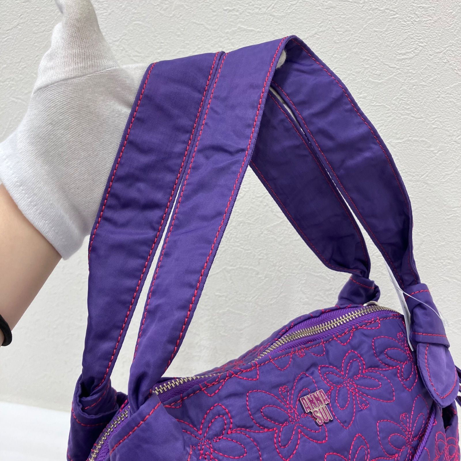 ✨美品✨ANNA SUI刺繍キルティングショ ルダーバッグ 2way チャーム有 9294 【良品】 ANNA SUI アナスイ 2way ショルダーバッグ トートバッグ