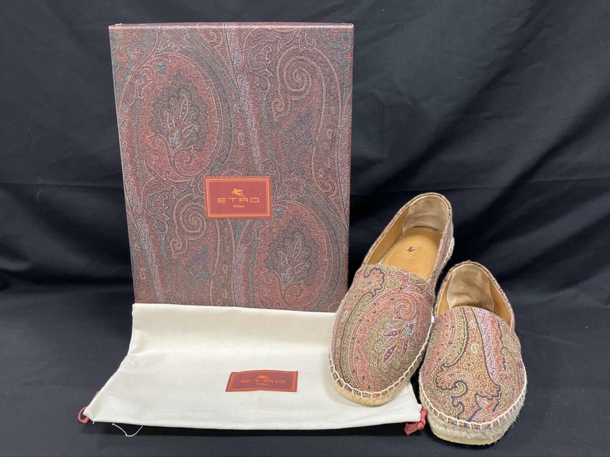 ETRO 未使用　スペイン製　ペイズリー　 高級レザー　リゾート　エスパドリーユ ETRO エトロ エスパドリーユ スリッポン ペイズリー サイズ39 スペイン