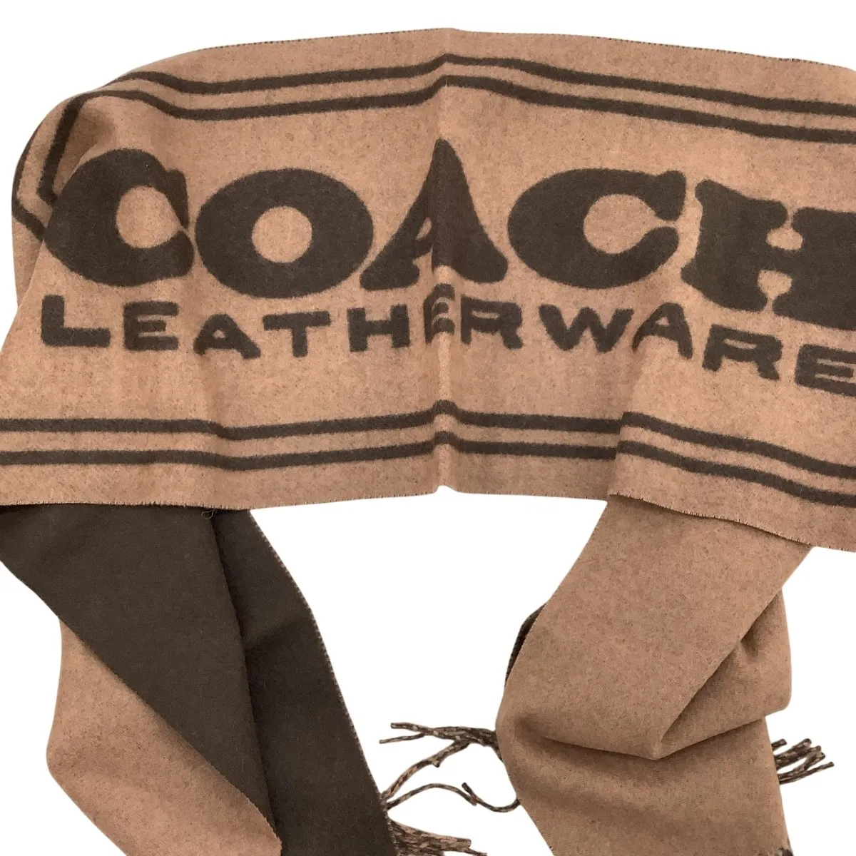 COACH コーチ カシミヤ100％ マフラー ブラウン(やや傷や汚れあり