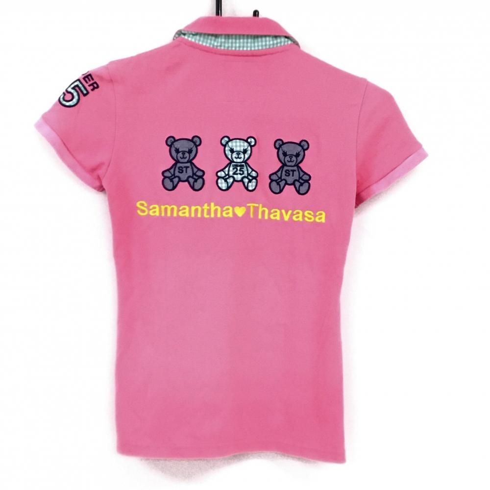 美品】サマンサタバサUNDER25 半袖ポロシャツ ピンク 襟裏ギンガム