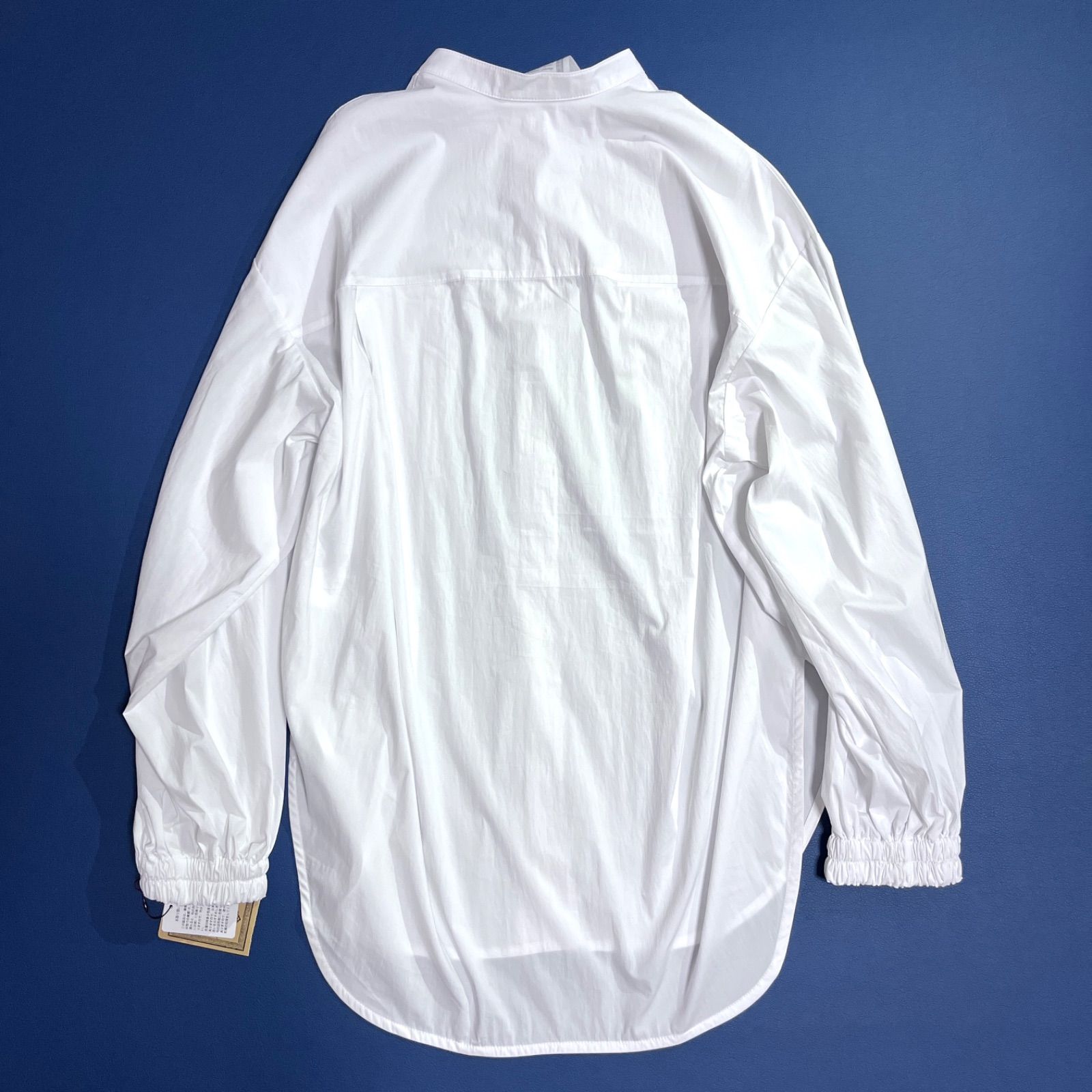 kQ102 新品 BEARDSLEY バンドカラーシャツ ブラウス 袖ゴム ゆったり 