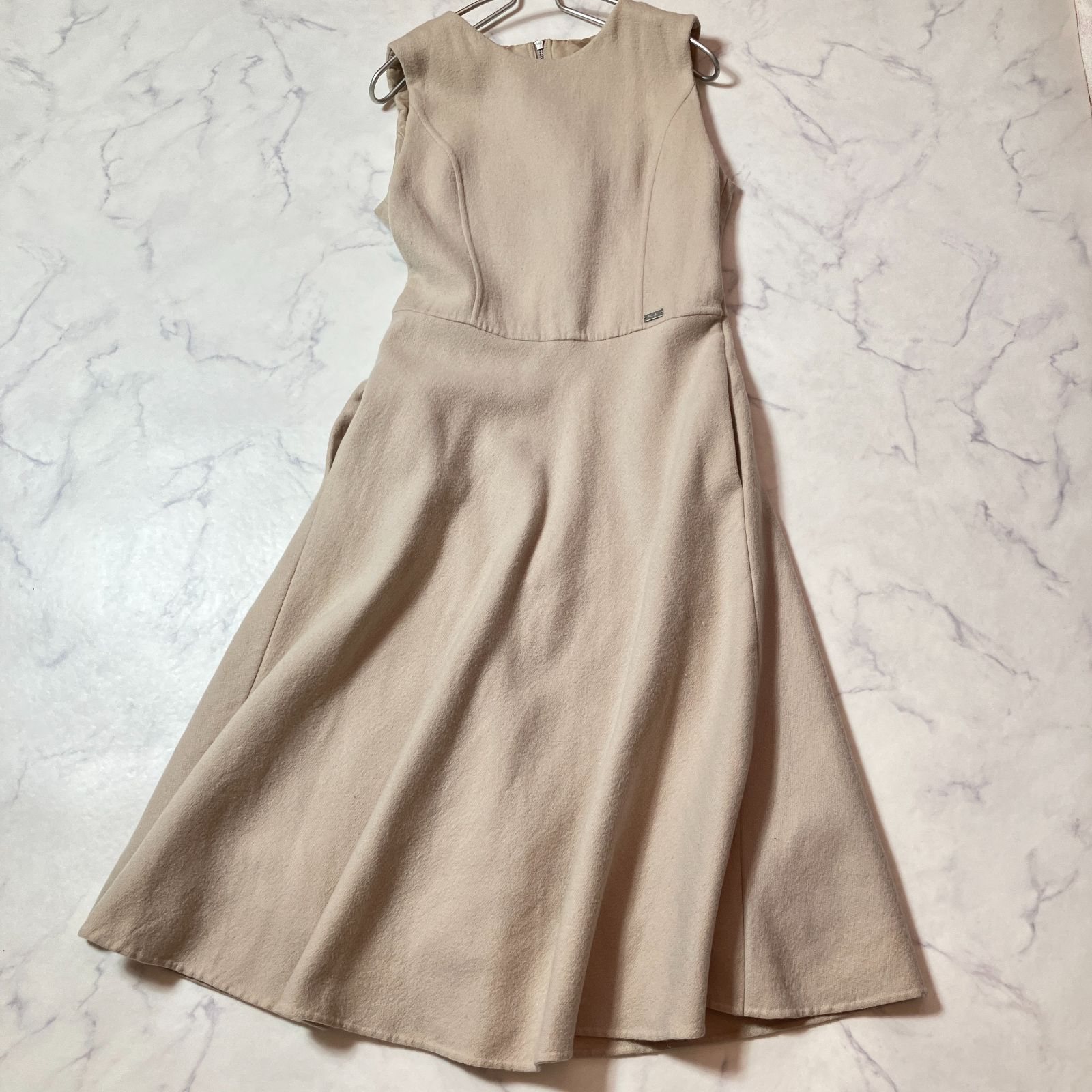 M FOXEY ノースリーブワンピース ロング Aライン ワンピース ベージュ