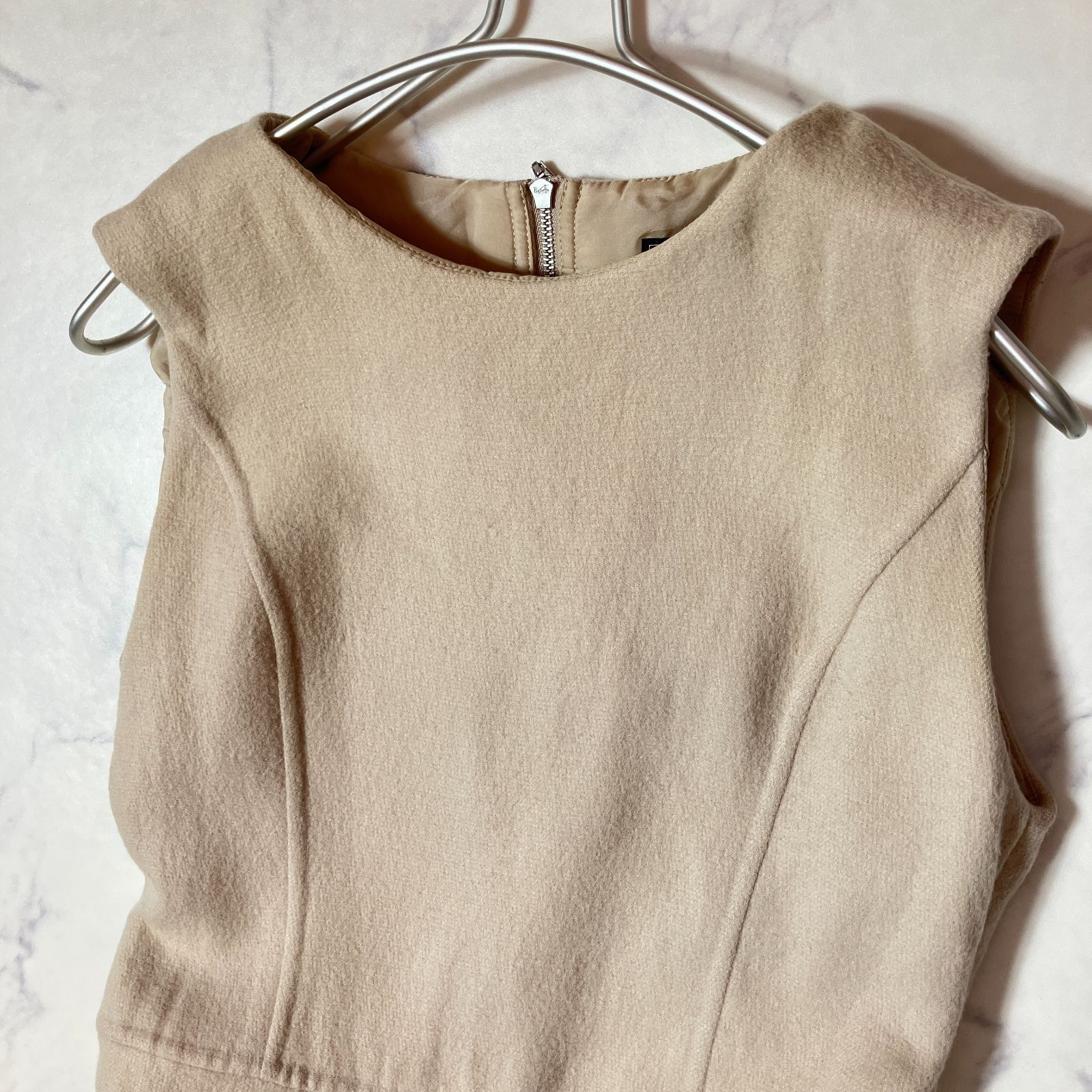 M FOXEY ノースリーブワンピース ロング Aライン ワンピース ベージュ
