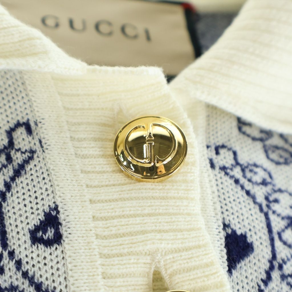 GUCCI (グッチ) ホースモチーフ総柄 ボタンアップ半袖ポロシャツ