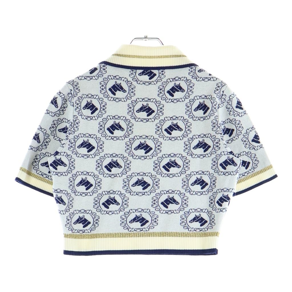 GUCCI (グッチ) ホースモチーフ総柄 ボタンアップ半袖ポロシャツ