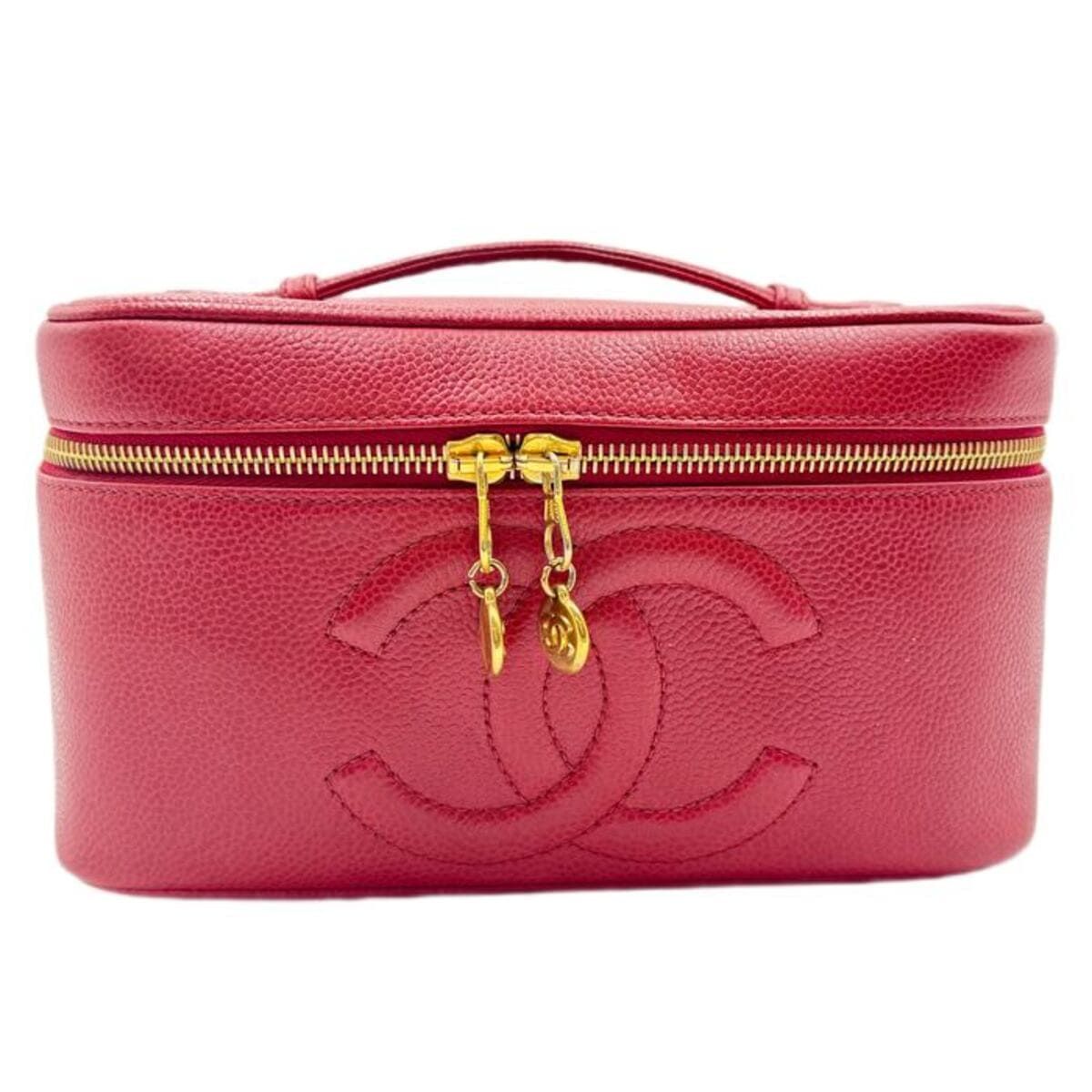 CHANEL シャネル バニティバッグ コスメポーチ キャビアスキン レッド