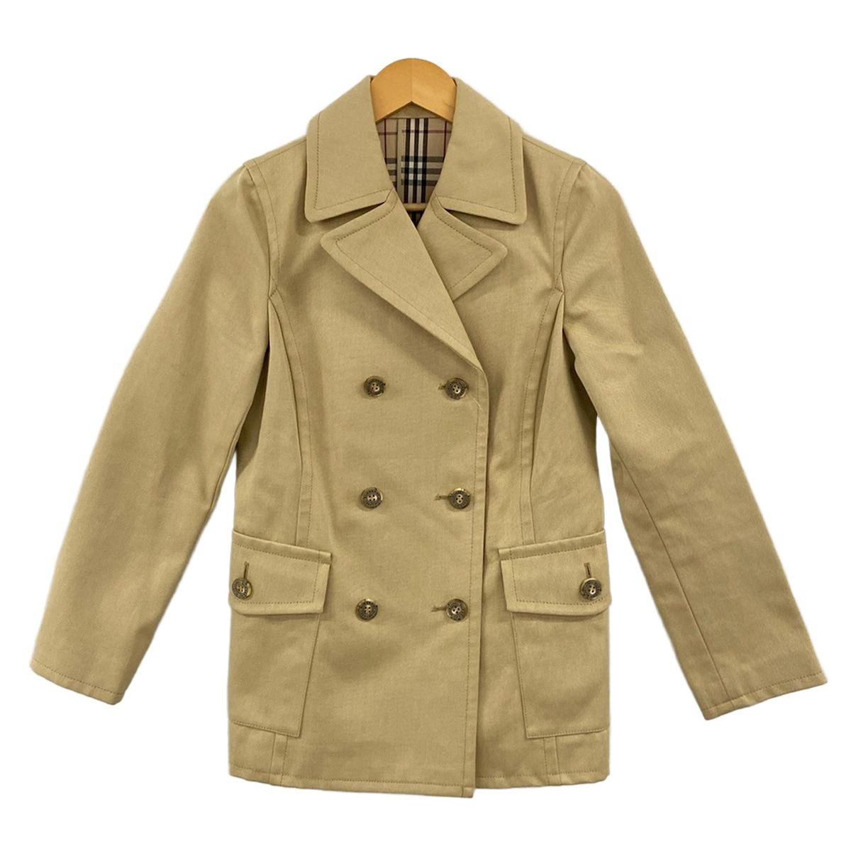 名品 BURBERRY BLUE LABEL ウールPコート 38 キャメル Burberry Blue Label(バーバリーブルーレーベル) Pコート サイズ38 M