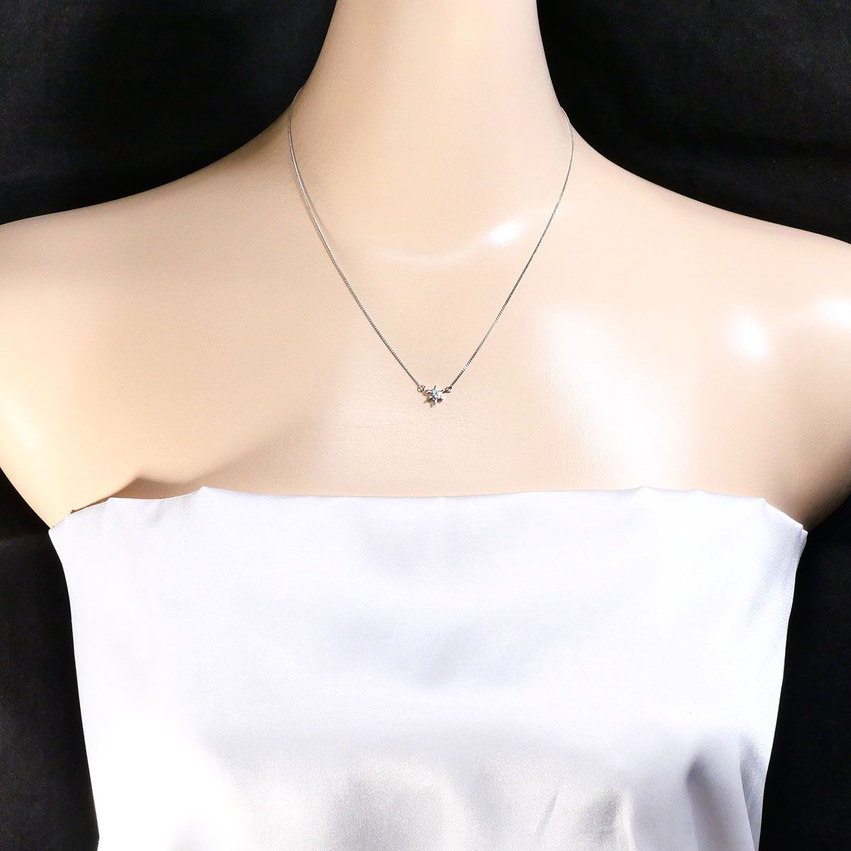 PT850/プラチナ ネックレス ダイヤモンド 0.20ct 総重量約2.0g 約41cm
