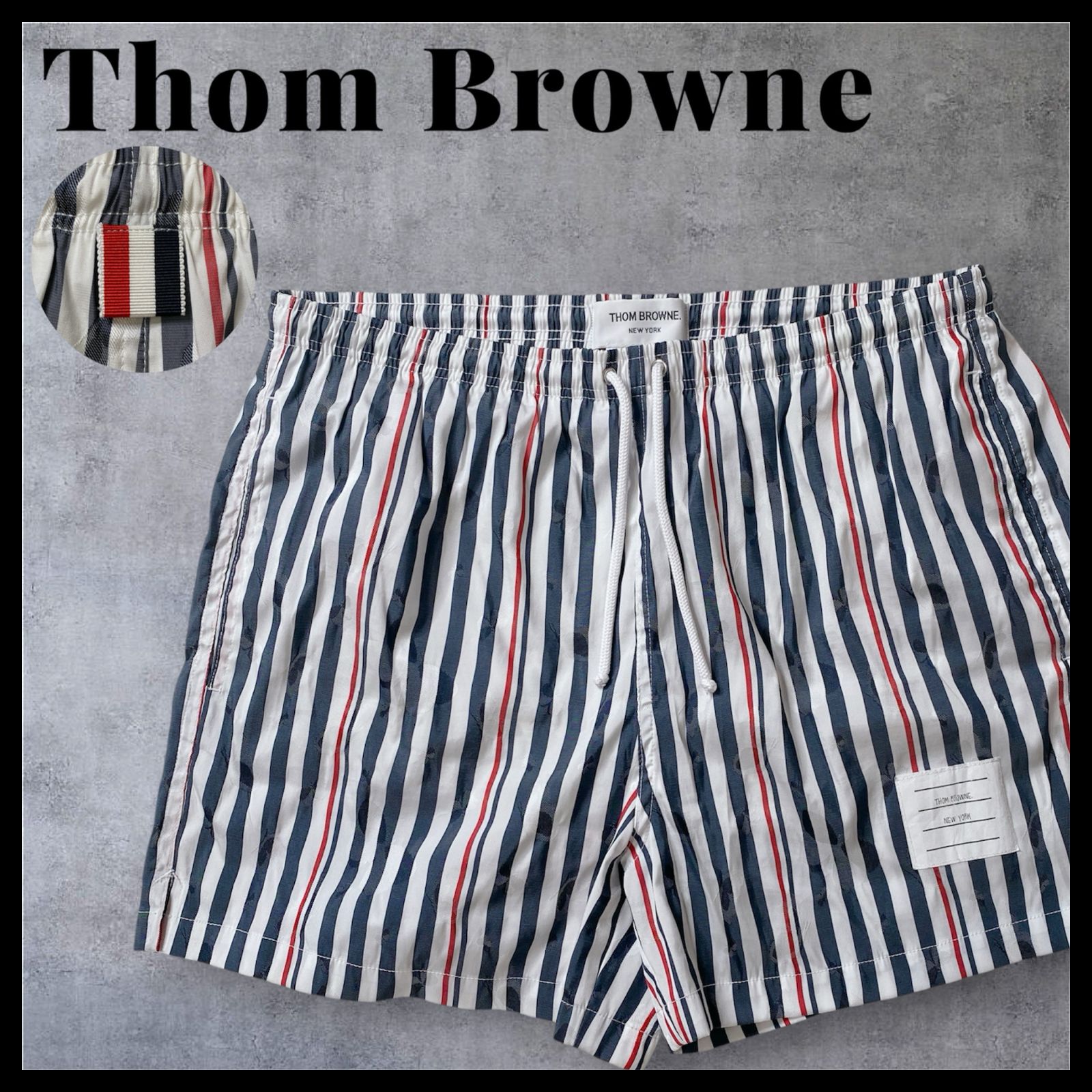 Thom Browne ストライプ ショートパンツ サイズ2 スイムウェア THOM BROWNE トリコロール ストライプ スイムショーツ 水着 海パン