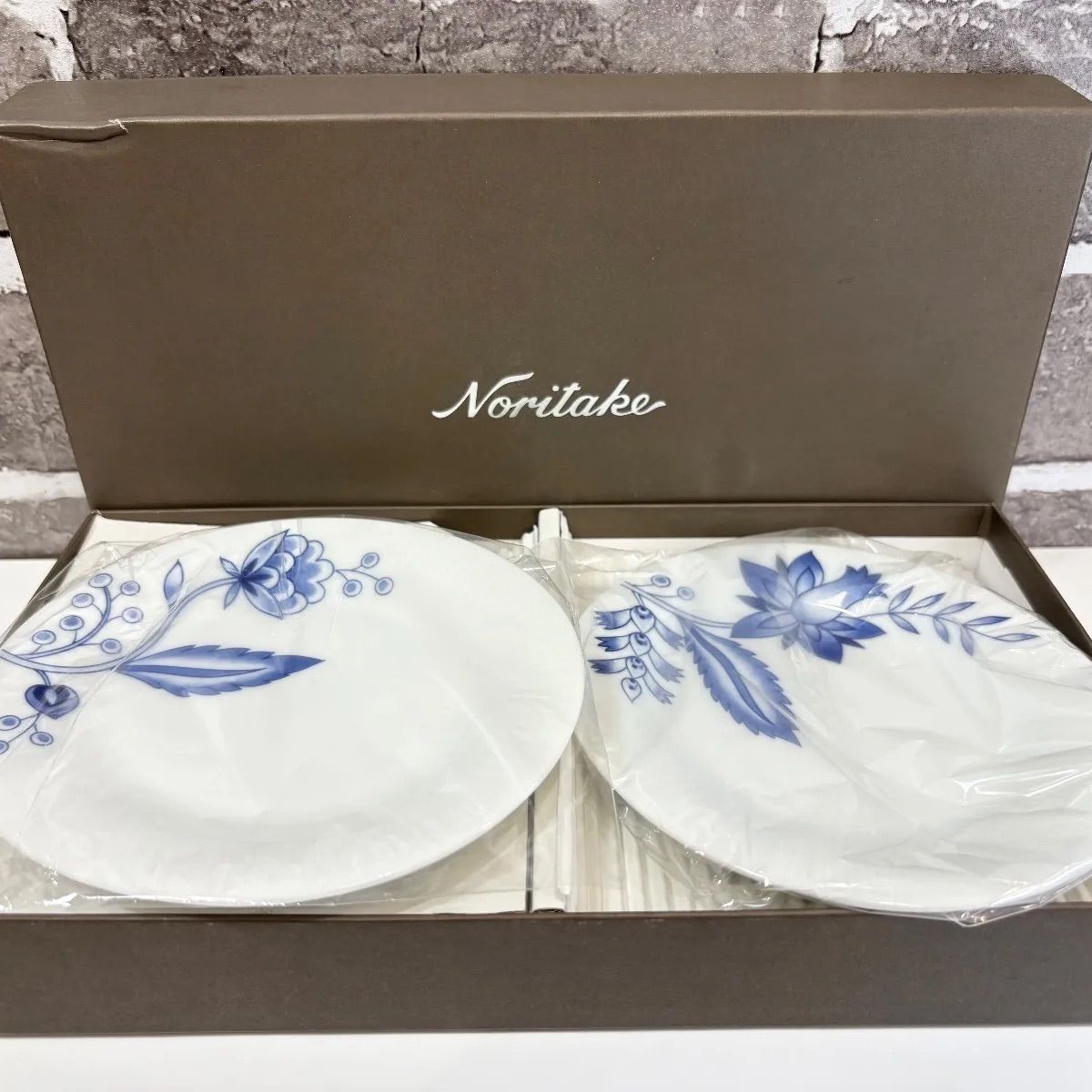 Noritake ノリタケ ブルー花柄 プレート 皿 5枚セット 専用箱付き