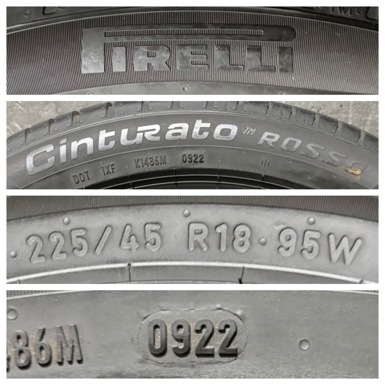 2022年製 約5.4mm ピレリ PIRELLI チントゥラート Cinturato ROSSO 225