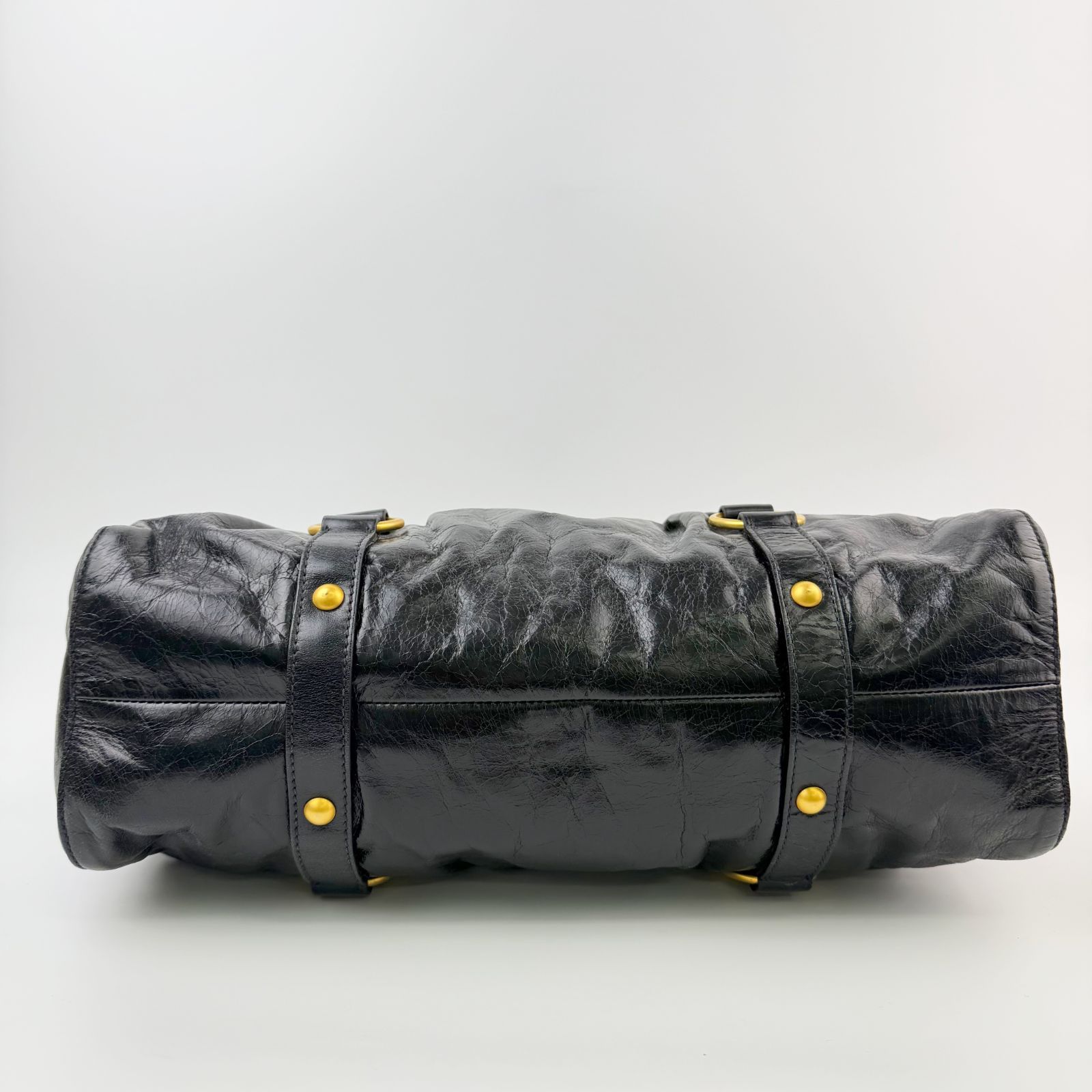 中古】MIU MIU ミュウミュウ ロゴ ギャザー リング金具 ベルトデザイン