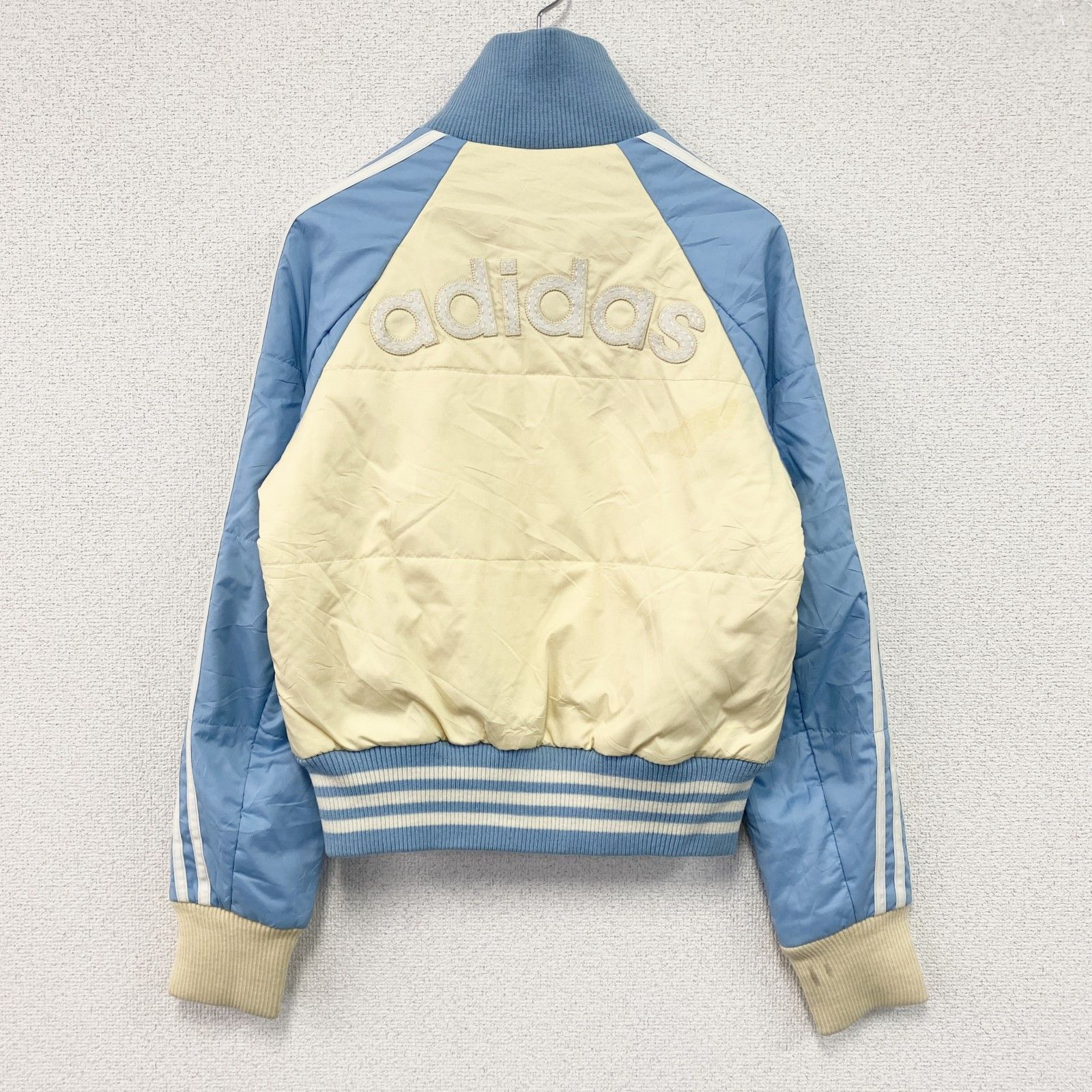 00s adidas アディダス フルジップ中綿ジャケット ベージュ 水色 