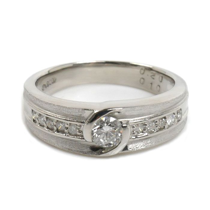 Pt900プラチナ リング・指輪 ダイヤモンド0.20ct/0.10ct 10号 6.0g