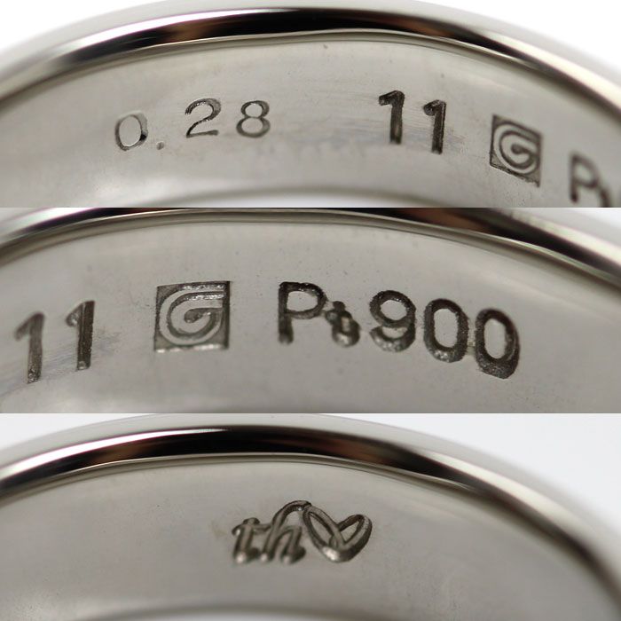 中古美品 Pt900プラチナリング 6g Pt900プラチナ リング・指輪 ダイヤモンド0.28ct 11号 7.4g レディース