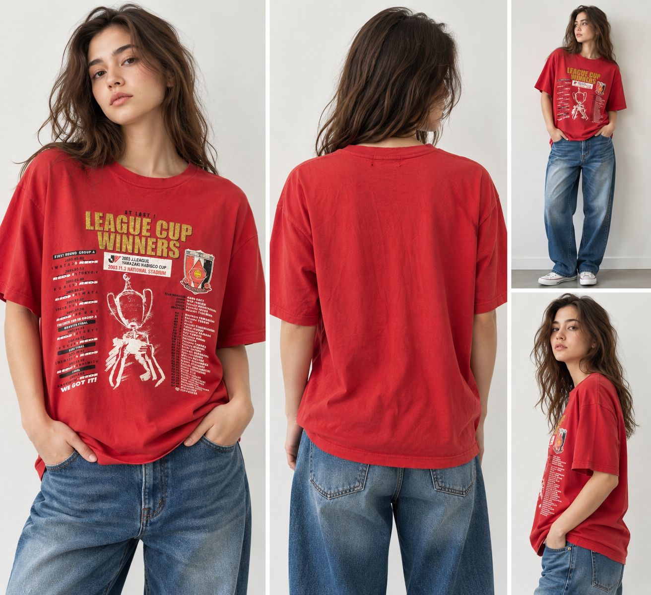 Jリーグ浦和レッズヤマザキナビスコカップ2003制覇マフラーTシャツストラップ 希少/当時物】2003年 浦和レッズ ナビスコカップ 優勝記念Tシャツ L