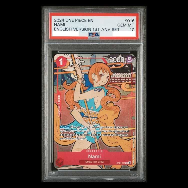 ナミ　R　英語版　PSA10　浮世絵 PSA10】ナミ 1st anniversary set 英語版 R OP01-016 1枚 - メルカリ