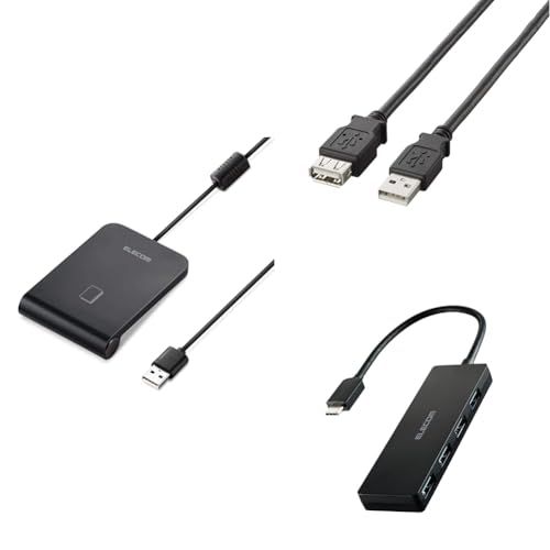 エレコム(ELECOM) ICカードリーダー MR-ICA001BK 非接触式 3年保証 パソコン Windows mac対応 【マイナンバーカード/e-Tax 確定申告/電子車検証/eLTAX/FeliCa/MIFAREカード対応】 ケーブ cd6cabb9
