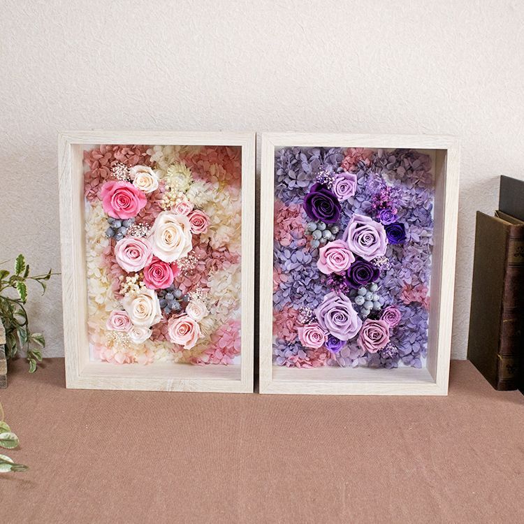 プリザーブドフラワー 額縁に入ったお花 心をこめて丁寧に作りました