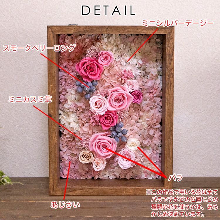 プリザーブドフラワー 額縁に入ったお花 心をこめて丁寧に作りました