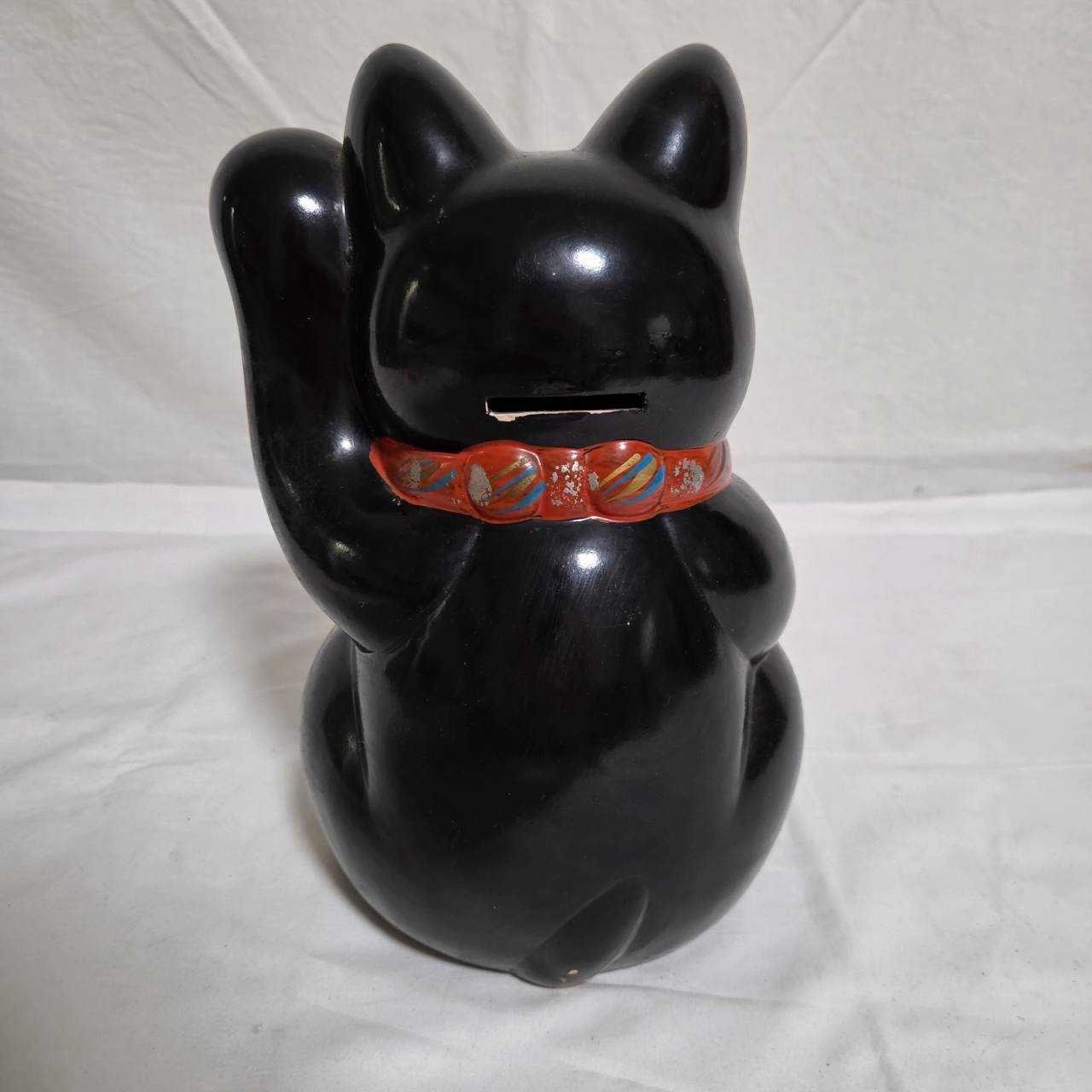 25センチ☆黒招き猫 左手上げ 千客万来 招き猫 招福 縁起物 黒猫 貯金