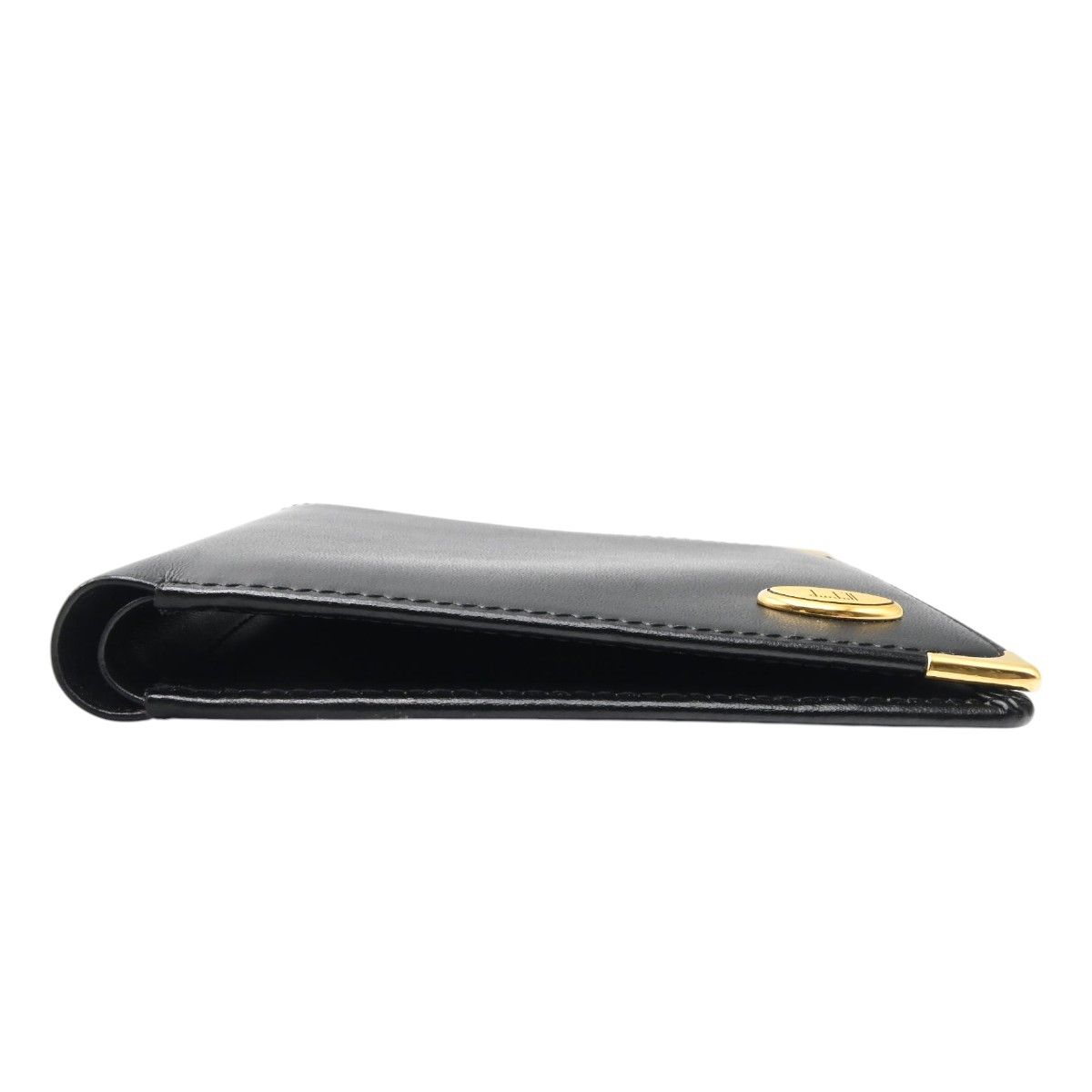 美品 dunhill ダンヒル ロゴプレート レザー 二つ折り カードホルダー