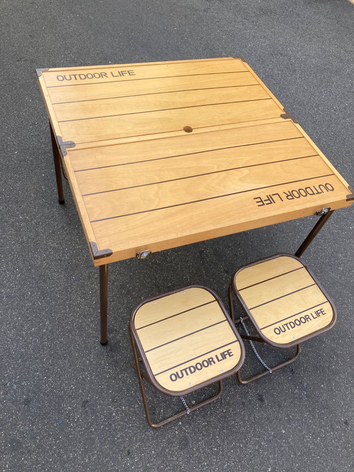 木製　ピクニックテーブル　チェア 4脚セット OUTDOOR LIFE 中古品】木製 ピクニックテーブル チェア 4脚セット OUTDOOR LIFE