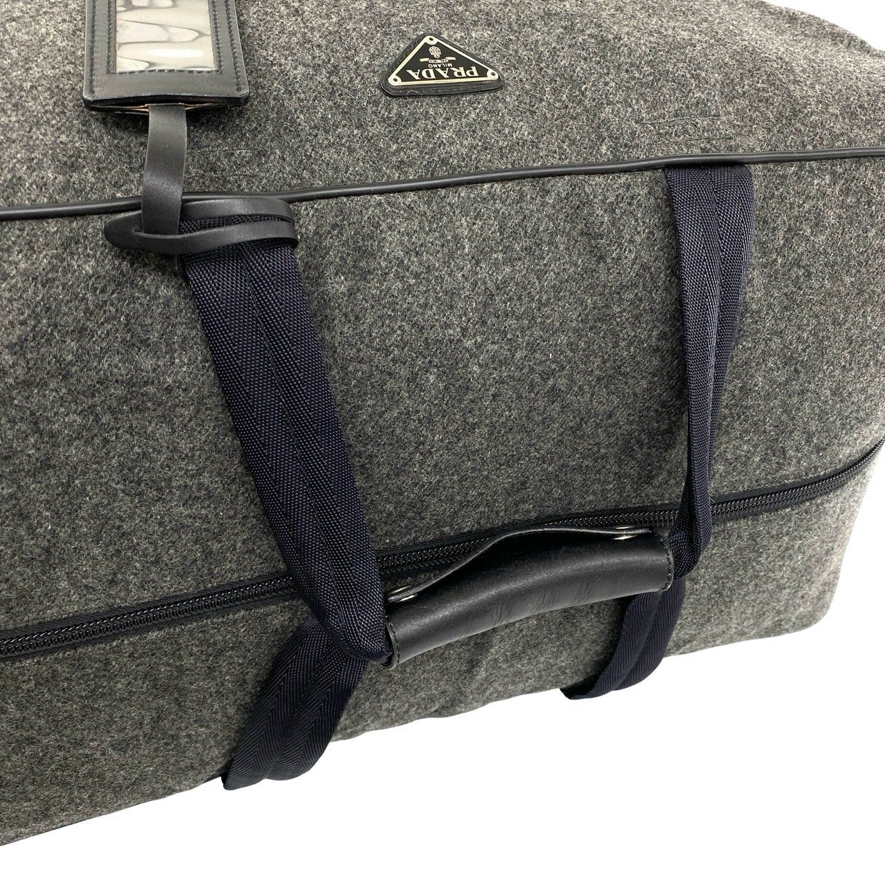 極 美品 PRADA プラダ 三角ロゴ プレート トライアングル 金具 ウール