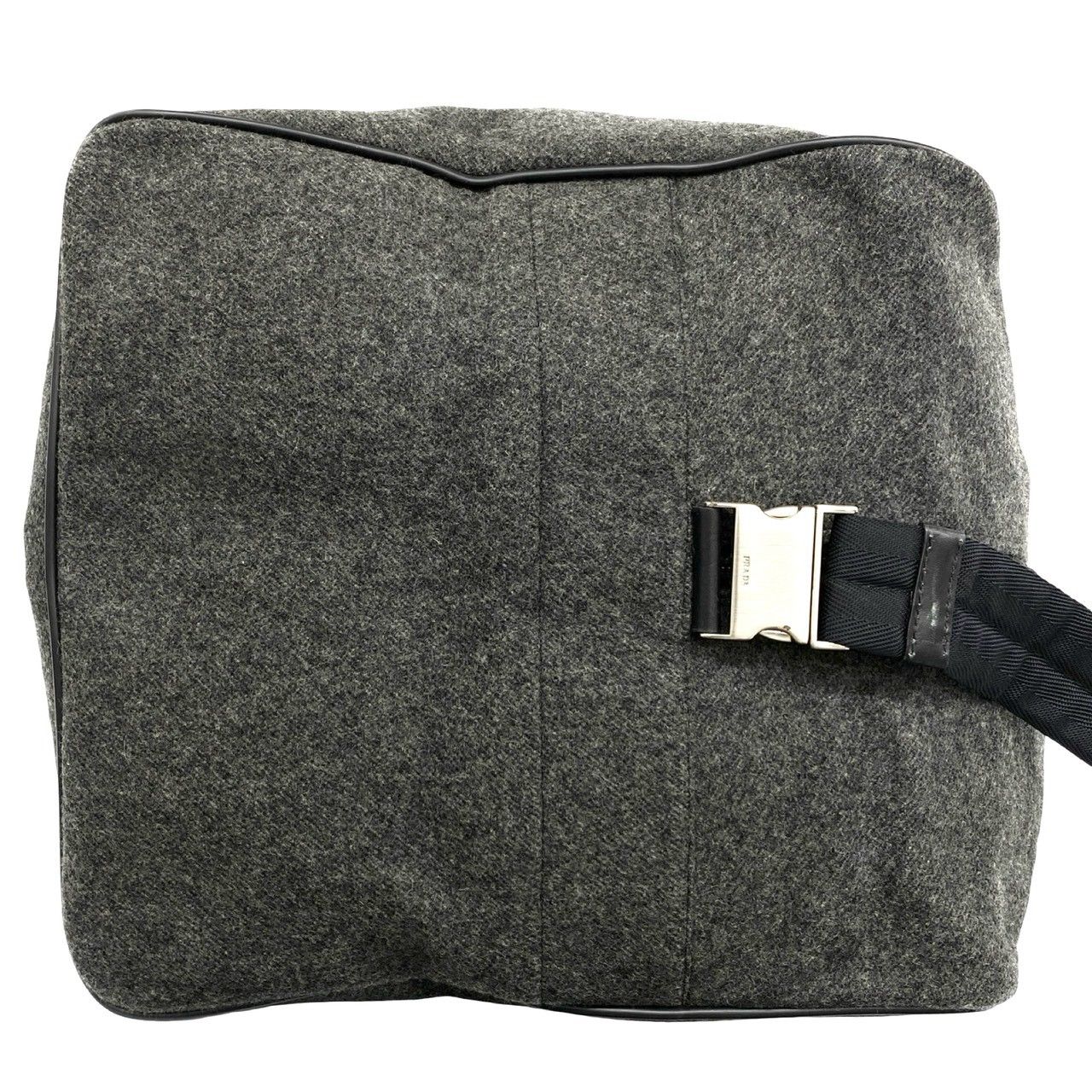 極 美品 PRADA プラダ 三角ロゴ プレート トライアングル 金具 ウール 
